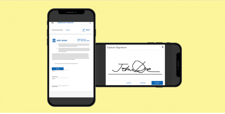 Digital signature mock-up on mobile phone