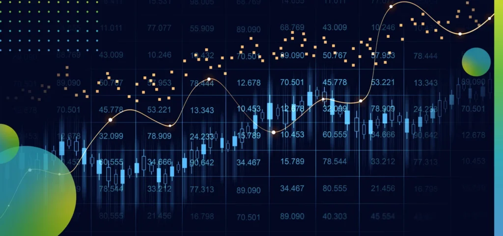 Growth graph in a digital background.