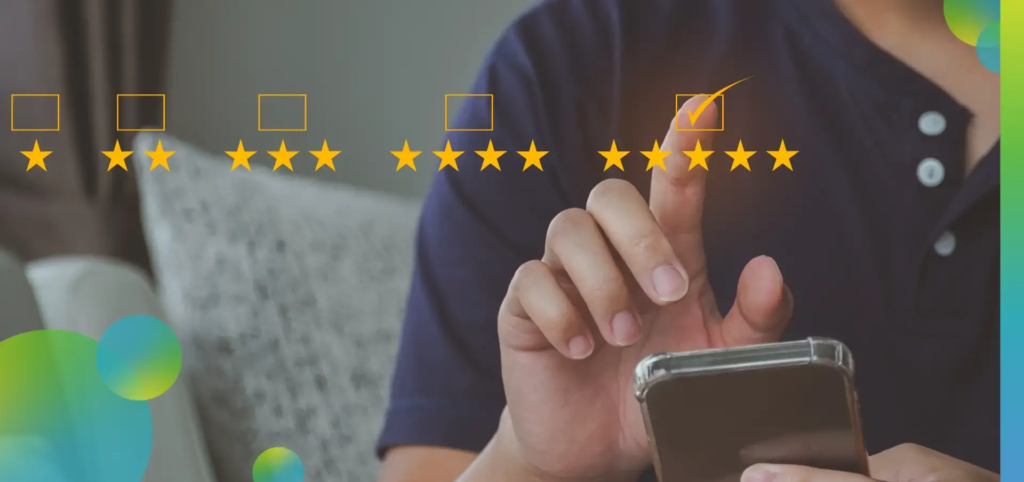 Customer review good rating concept, customer review by five star feedback.