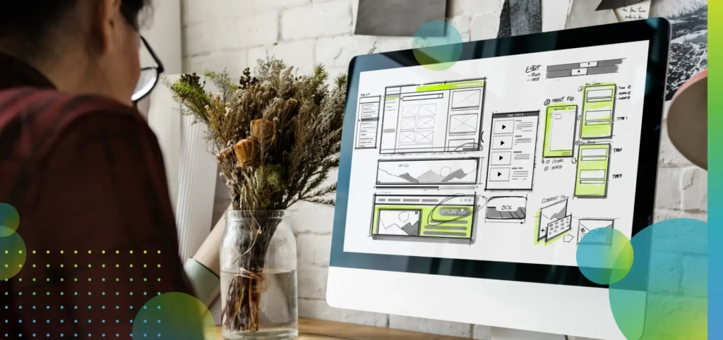 Website development layout sketch drawing.