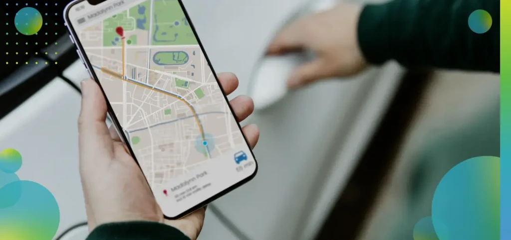 Voice search on a maps application on a smartphone.