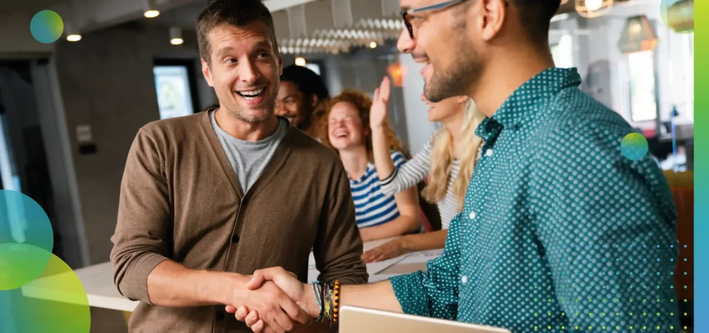 Business man handshake with business partner.