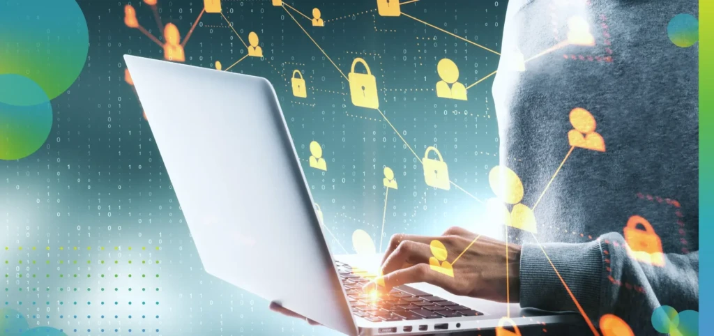 Side View And Close Up Of Hacker Hand Using Laptop.