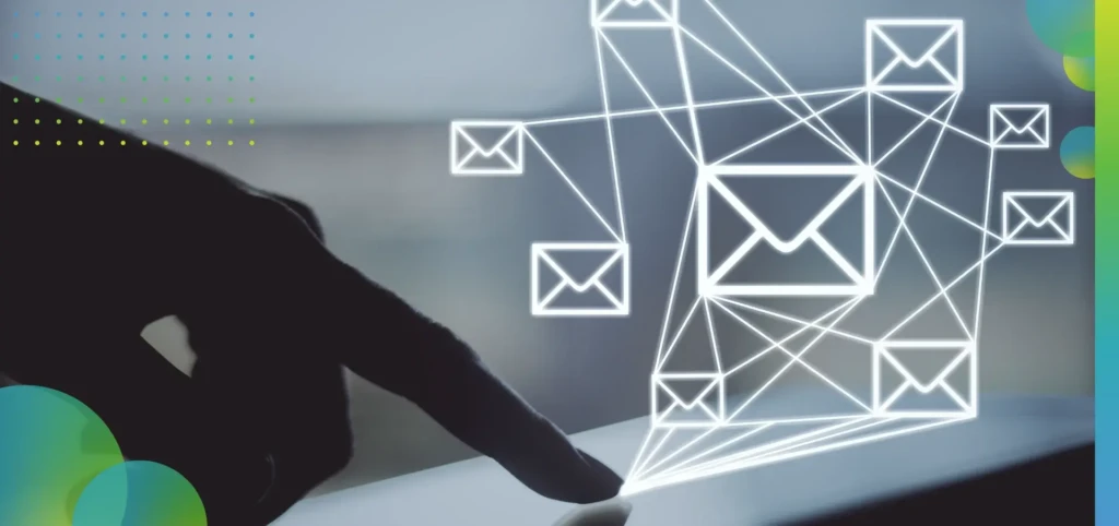 Close Up Of Backlit Hand Using Touchscreen Tablet With Creative Email Icons.