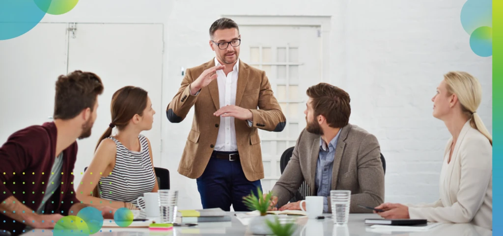 Brainstorming in the boardroom Stock Photo.