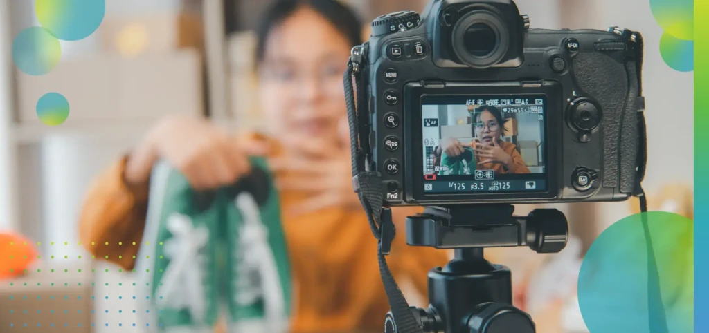 Online small business owner is working by recording live broadcasts.