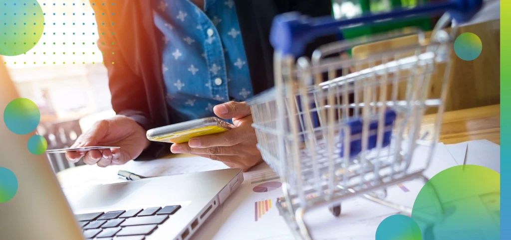 Cropped Image Of Woman Inputting Card Information And Key On Phone Or Laptop While Shopping Online